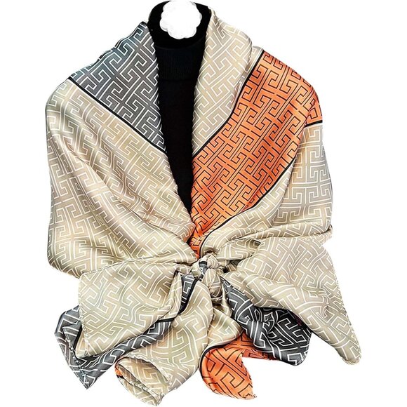 Accessories - Women Silk Shawl Floral Pattern Lightweight Wrap Dress Accessory